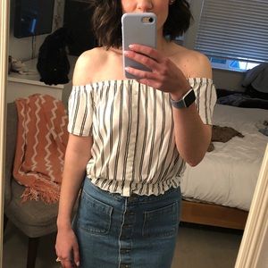 H&M off the shoulder striped top